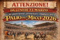 Da lunedì 23 marzo sarà possibile prenotare i biglietti per il Palio dei Micci 2026